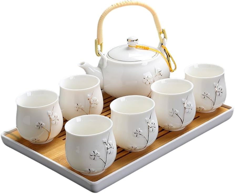 Amazon.co.jp: 急須 湯呑 陶器製ティーセット 茶器セット 内蔵茶こし