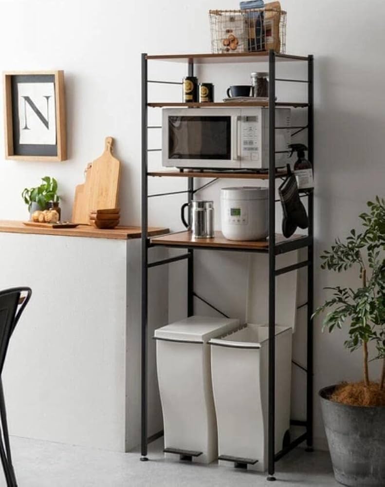 Amazon.co.jp: レンジ台 炊飯器ラック 家電収納 収納棚 レンジラック