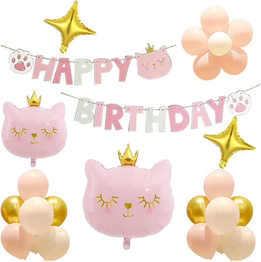 Amazon.co.jp: Mainiusi 誕生日 飾り付け バルーンセット 女の子 猫