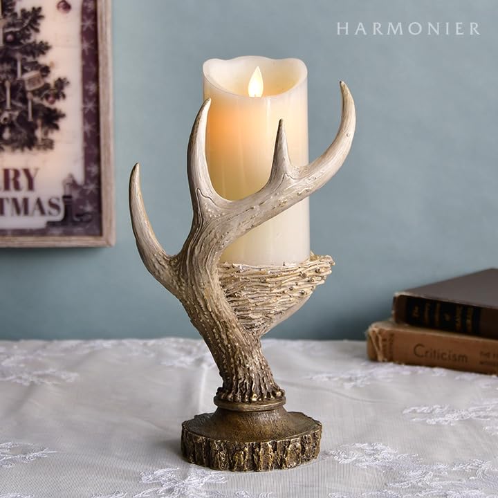 Amazon.co.jp: アントラーキャンドルホルダー 角 鹿 トナカイ ピラー