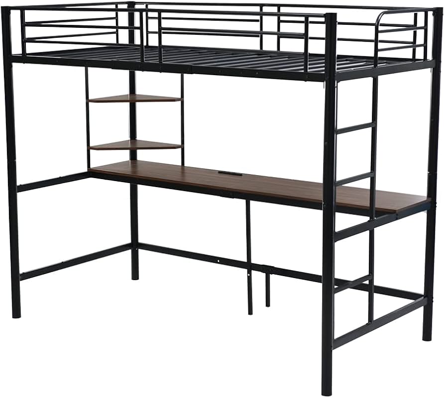 Amazon｜【デスク付き】OSJロフトベッド シングル コンセント付き 宮棚