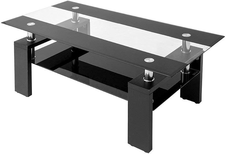 Amazon｜(OSJ)ガラステーブル コーヒーテーブル 幅88cm 強化ガラス天板