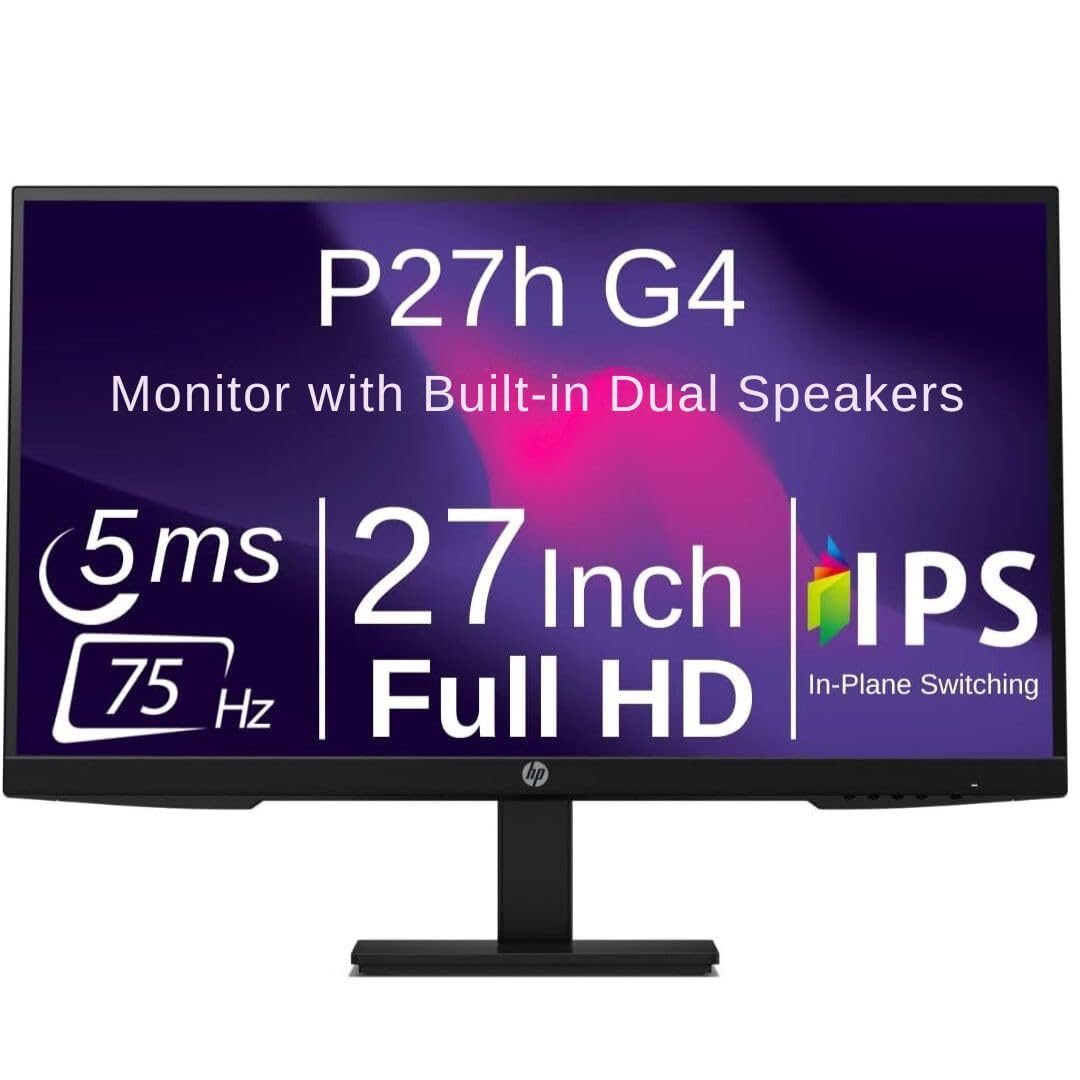 HP P27h G4 27 Inch IPS Desktop Office Monitor Full HD 75 Hz Built