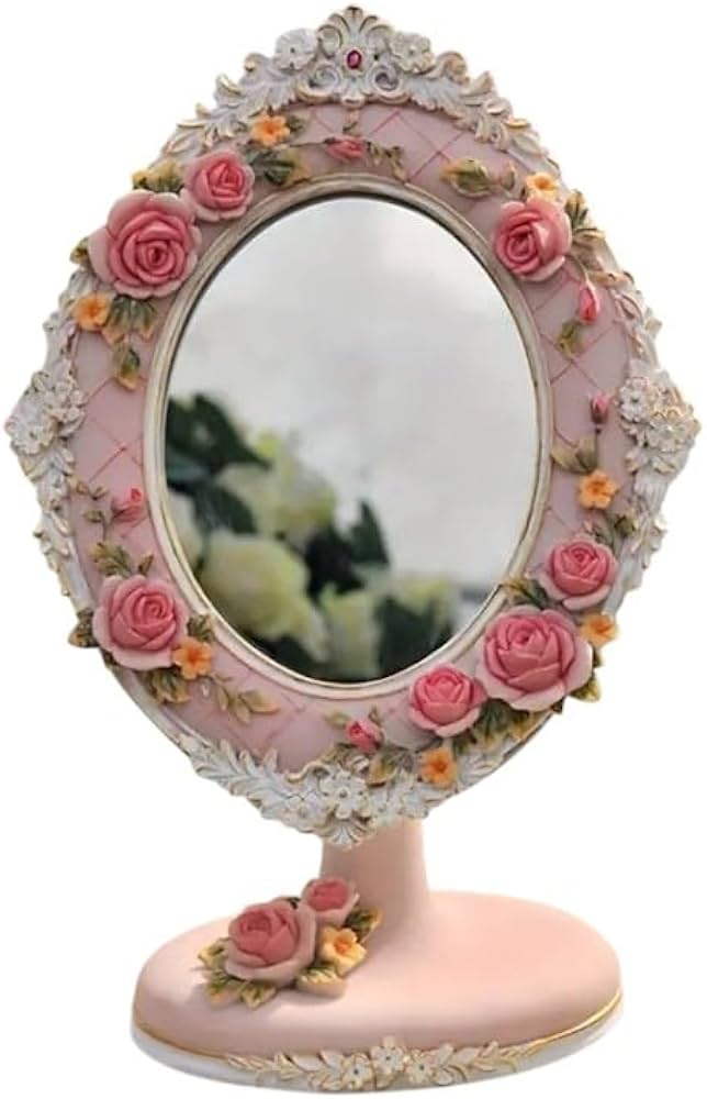 Amazon.co.jp: 【Bellechan Shop】アンティーク ローズミラー 卓上 鏡