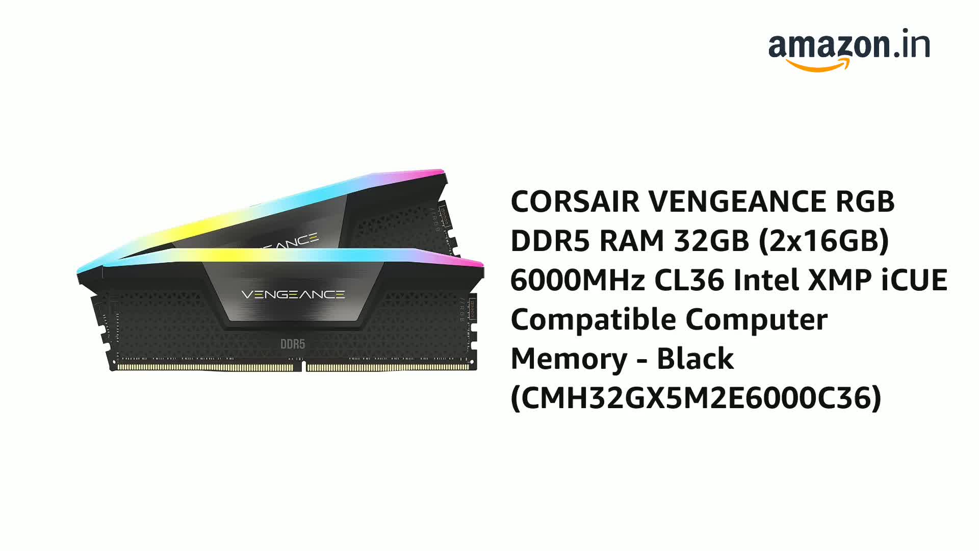 Amazon.in: Buy CORSAIR Vengeance RGB DDR5 RAM 32GB (2x16GB