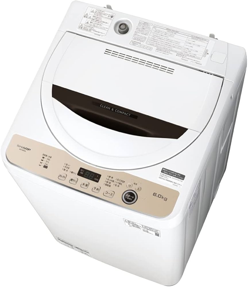 Amazon | シャープ 穴なし槽 全自動洗濯機 ES-GE6G-T 洗濯容量 6kg 幅