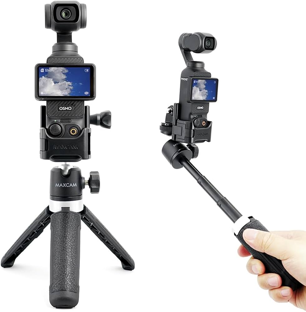 Amazon | DJI Osmo Pocket 3 用 MAXCAMミニ自撮り棒三脚ハンドルは