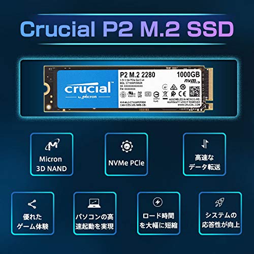 Amazon | Crucial クルーシャル P2シリーズ 1TB(1000GB) 3D NAND NVMe
