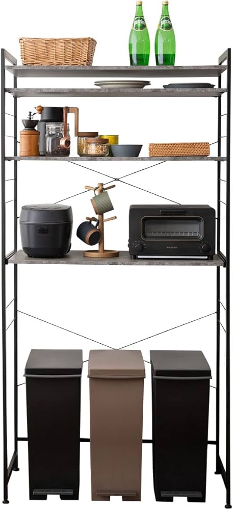 Amazon.co.jp: エムール キッチンラック ゴミ箱上ラック レンジ台 幅90