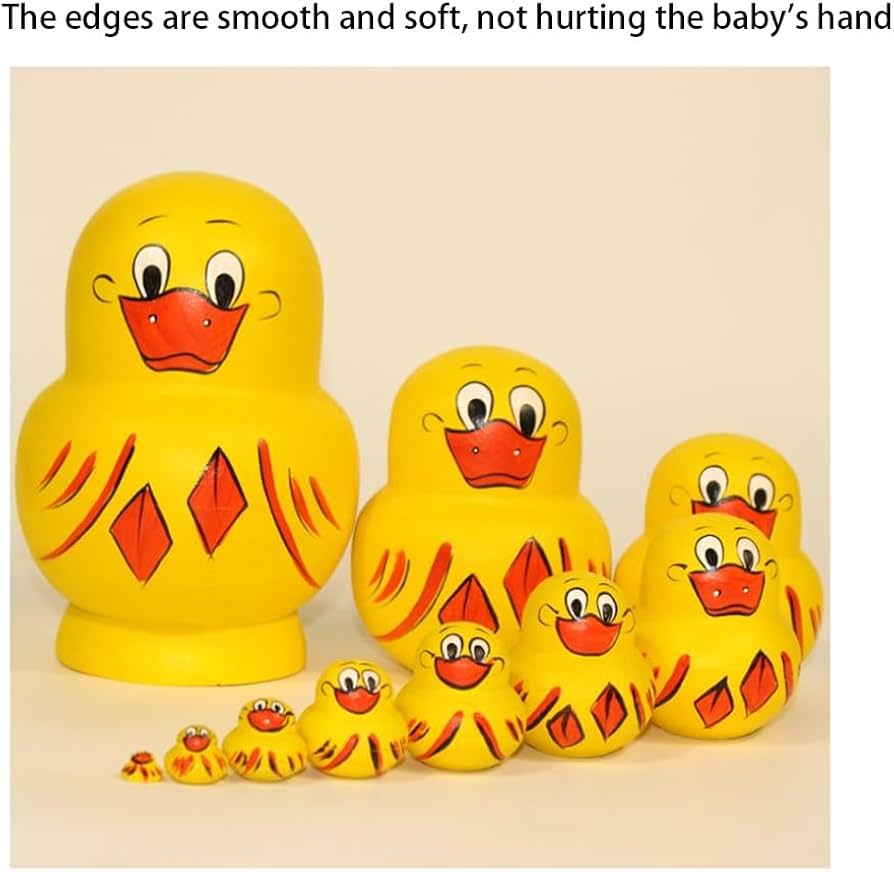 Amazon.co.jp: 置物 マトリョーシカ 10 個木製黄色いアヒルのおもちゃ