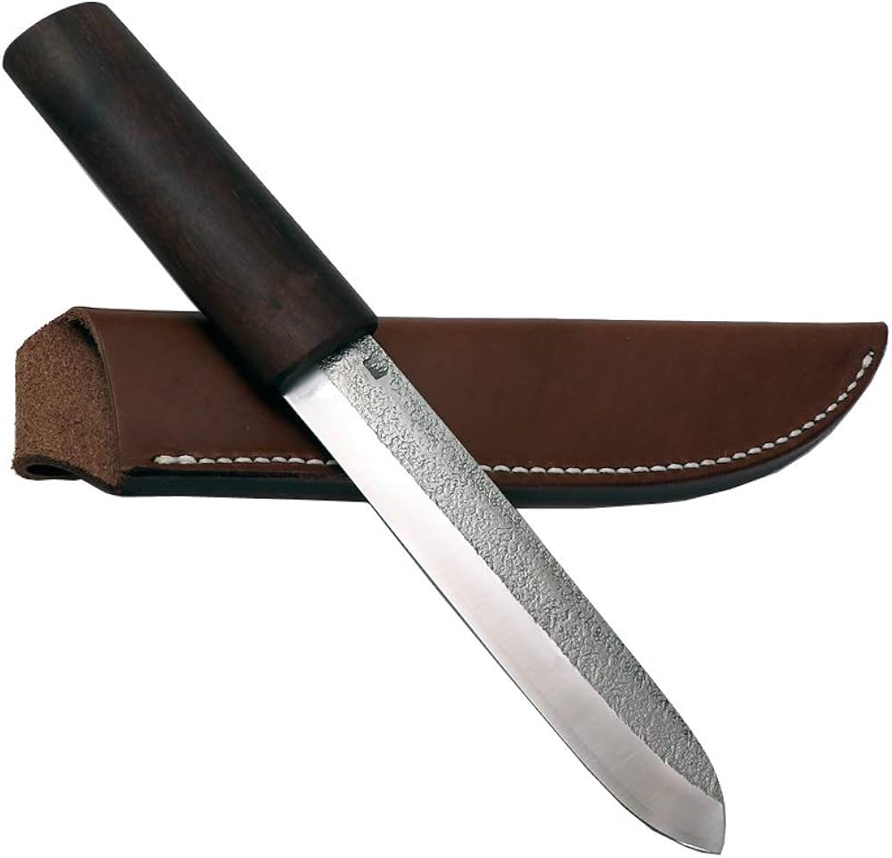 Amazon | V金10号特別鍛造マキリ150 革ケース付 | e刃物 | シースナイフ