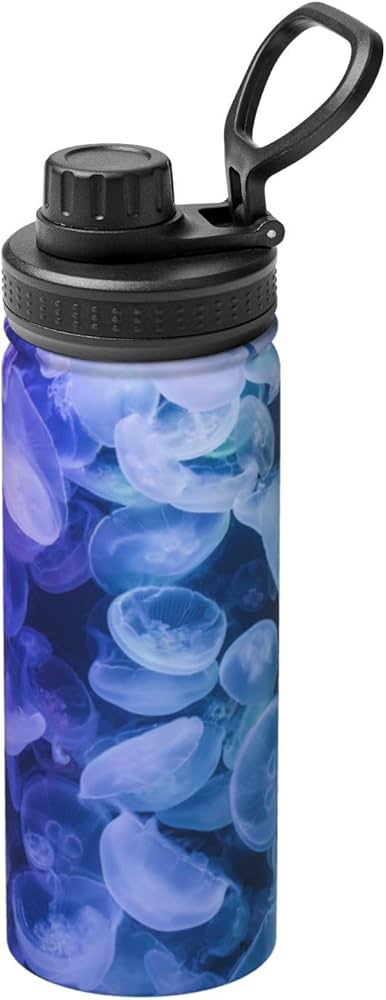 Amazon | 海月柄 クラゲ柄 水母柄 くらげ柄 ブルー 水筒 真空断熱 保温