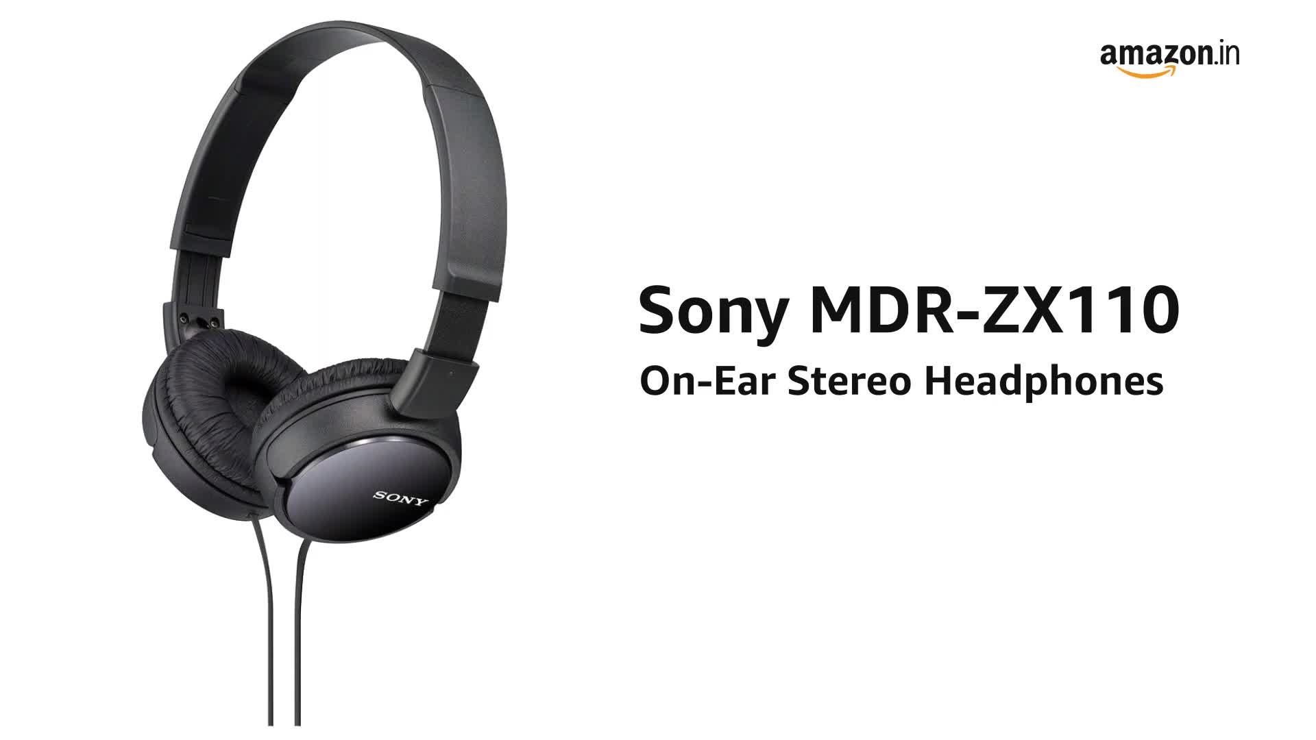 Sony MDR-ZX110 On-Ear Wired Stereo Headphones Without Mic (Black
