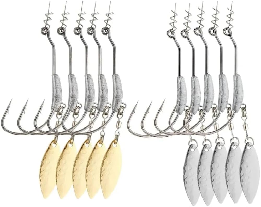 Amazon | オフセットフック 2/0 2g ブレード付 ワームキーパー付