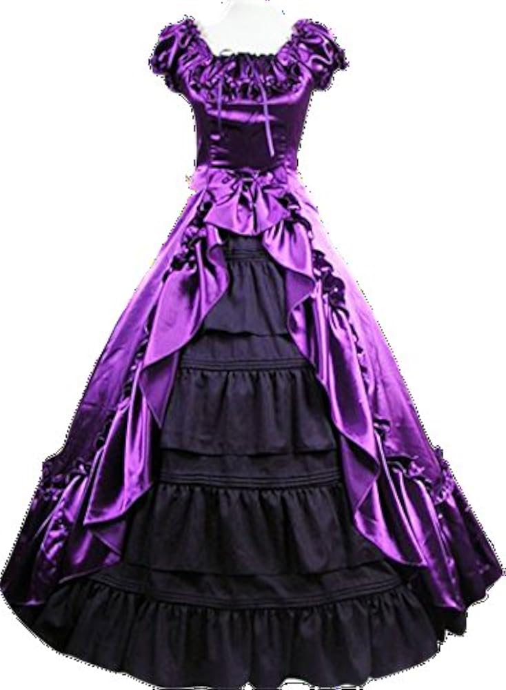 Amazon.co.jp: 【セクシー 妖婦 ミレディ 夫人 風 ロングドレス】紫 黒