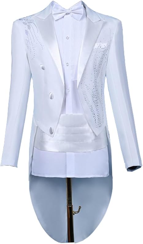 Amazon.co.jp: Lomohanaga タキシード 燕尾服 メンズ スーツ 白