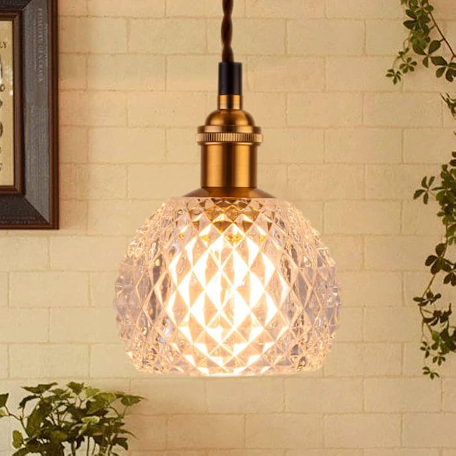 Amazon.co.jp : Cerdeco 繊細なガラスシェード ペンダントライト 吊り