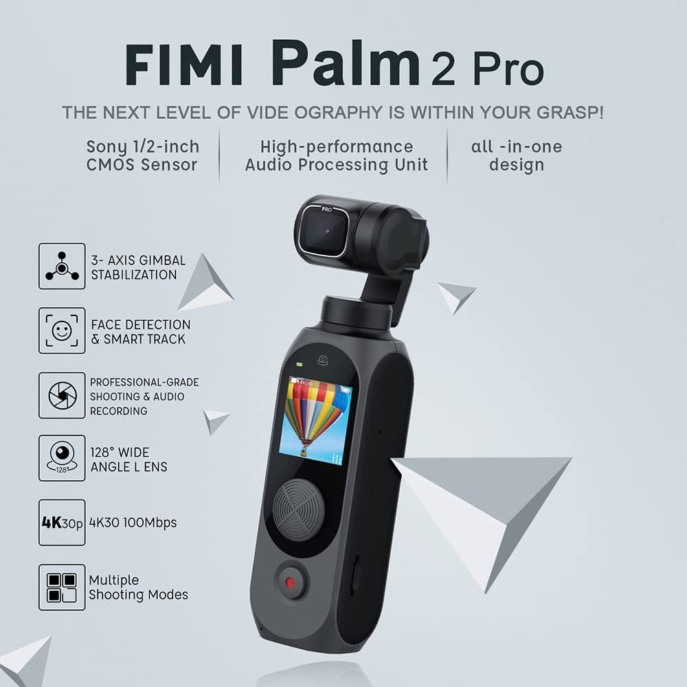 Amazon | Fimi Palm 2 Pro ジンバルカメラ 4K/30fps ビデオカメラ 128
