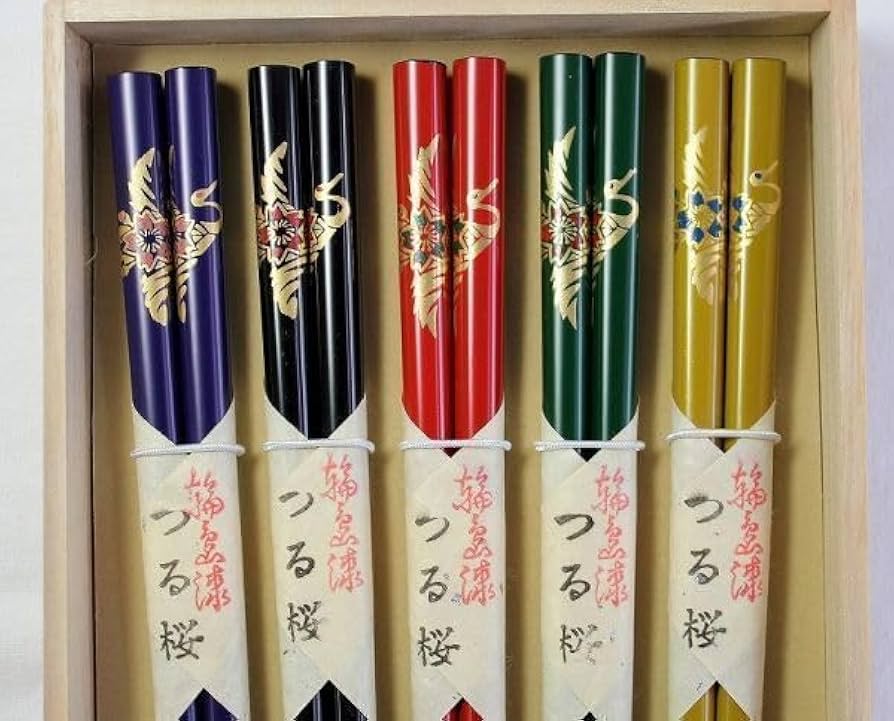 Amazon | 輪島塗 お箸 つる桜 蒔絵 5膳 桐箱付 木製 本漆塗 すべらない