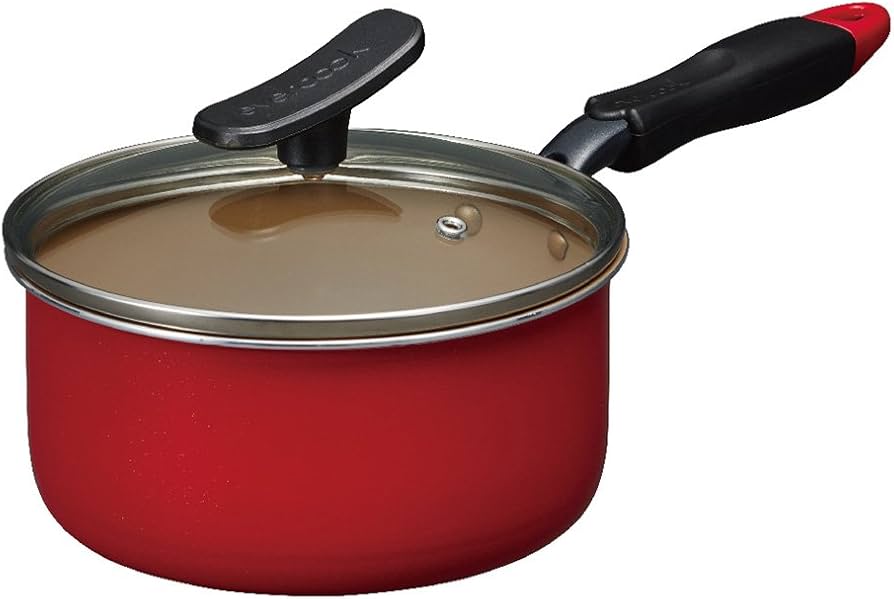Amazon｜エバークック 片手鍋 18cm IH対応 レッド ガラス蓋付き