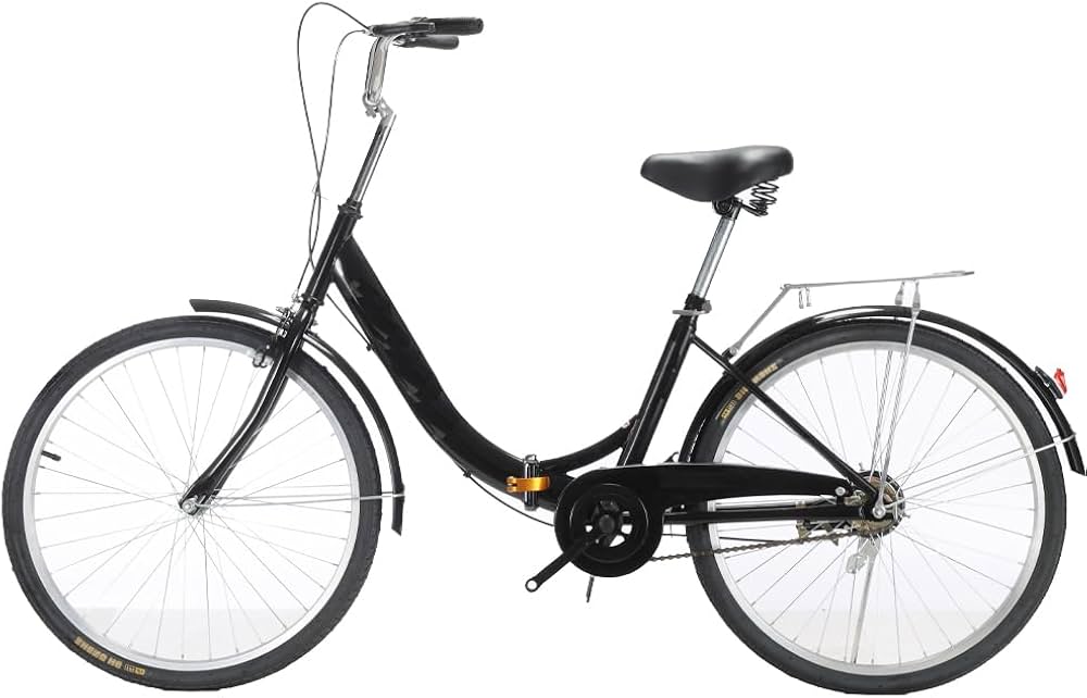 Amazon | ママチャリ 折りたたみ自転車 26インチ6段変速ミニベロ カゴ