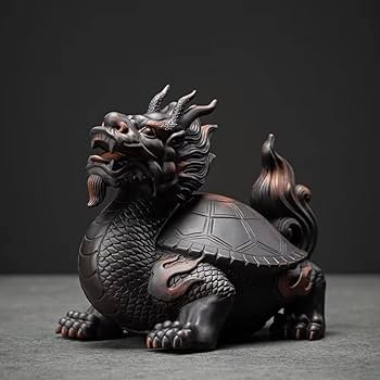 Amazon.co.jp: 龍亀 ロングイ 置物 オブジェ 風水 龍 彫像 玄関飾り