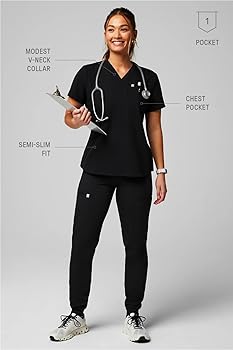 Amazon.com: Fabletics Women's Vital 1-Pocket Scrub Top