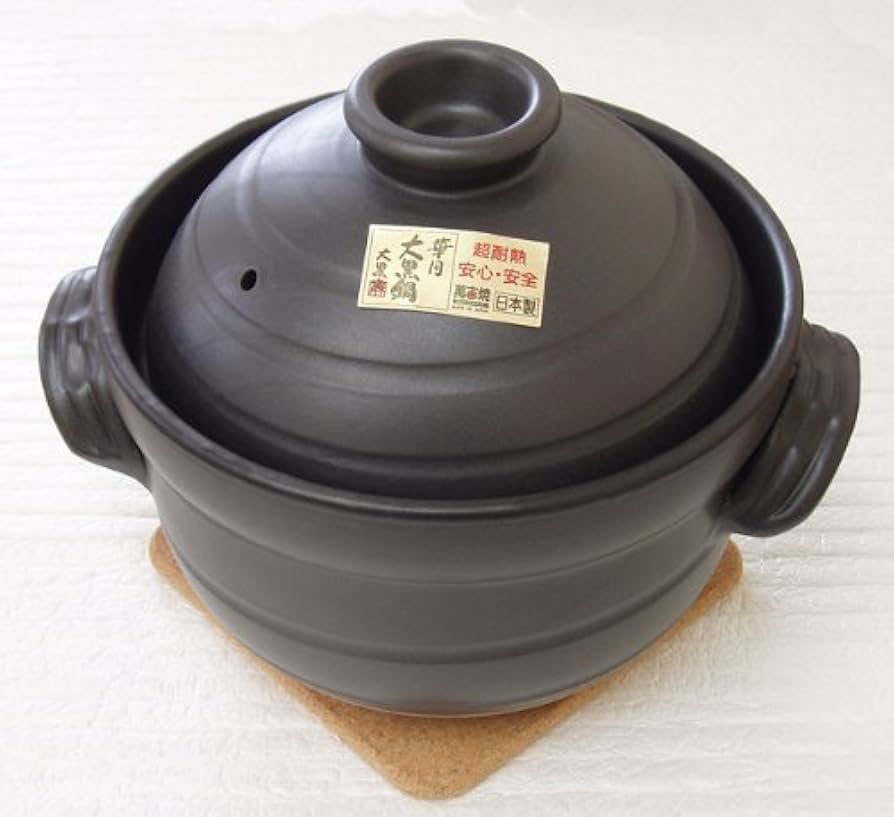 Amazon.co.jp: 炊飯 ご飯土鍋 6合炊き 二重蓋 コルク鍋敷き付き 大黒