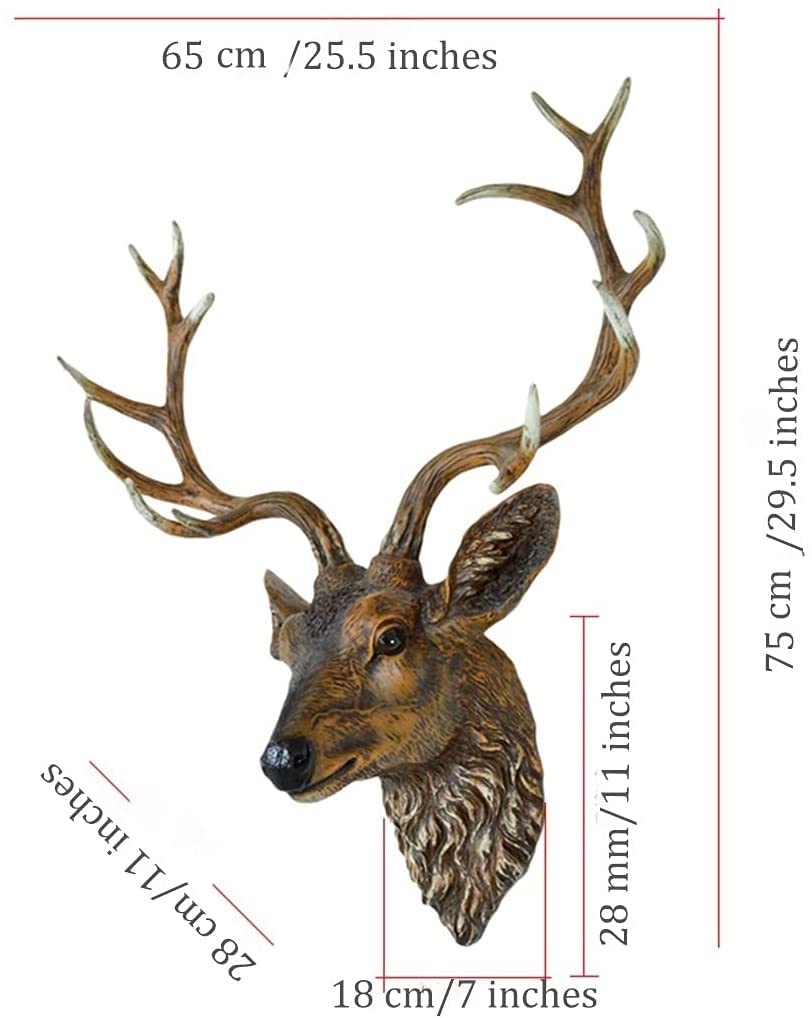 Amazon.co.jp: 壁掛け 鹿 オブジェ 壁飾 ウォールマウントスタッグ