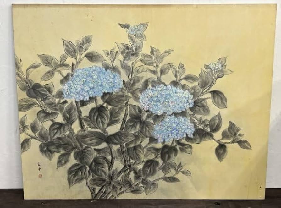Amazon.co.jp: 真作！超大作！F50号 山本谿華『紫陽花 あじさい』直筆