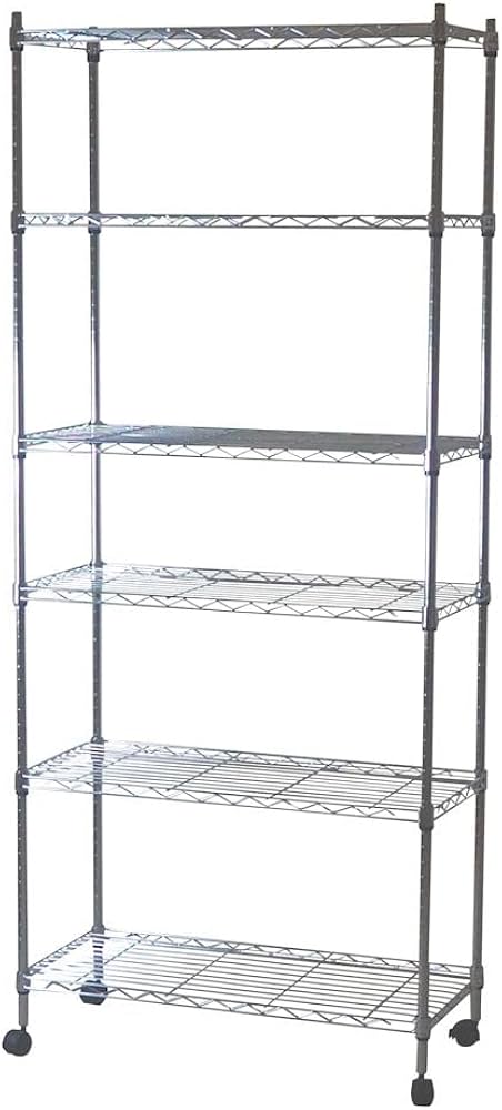 Amazon｜スチールラック 6段 幅76 奥行き35 高さ180cm キャスター付き