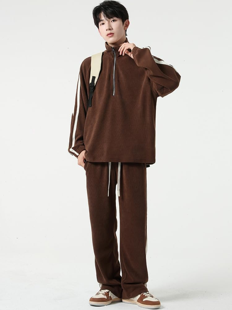 Amazon.co.jp: [D.IIZOO] 長袖 ハーフジップ スウェット セットアップ