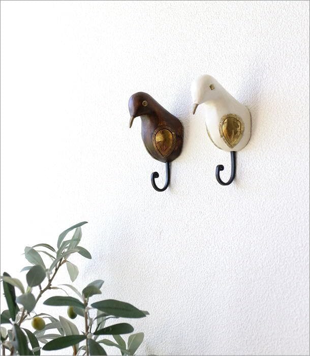 Amazon.co.jp: 壁掛けフック 鳥 バードウォールフック 木製 キーフック