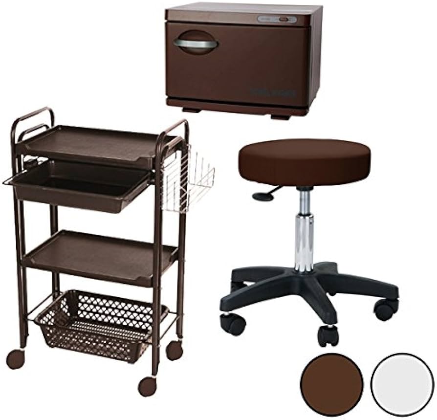 Amazon.co.jp: エステ備品3点セットA ブラウンセット [ スツール 丸