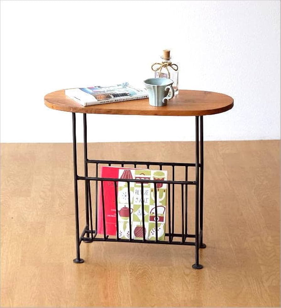 Amazon｜テーブル付きマガジンラック ソファサイドテーブル 雑誌入れ