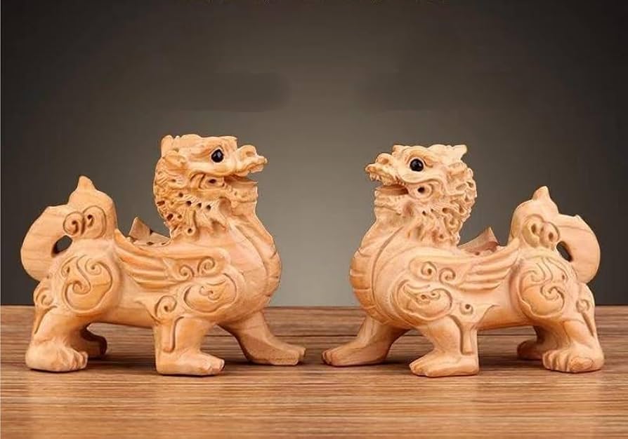 Amazon.co.jp: 麒麟 置物 桃木麒麟 風水の麒麟 四霊獣 風水グッズ 麒麟