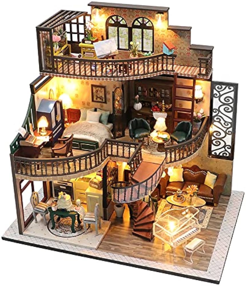 Amazon | Blue Giraffe ミニチュアドールハウスキット 3階建てのレトロ
