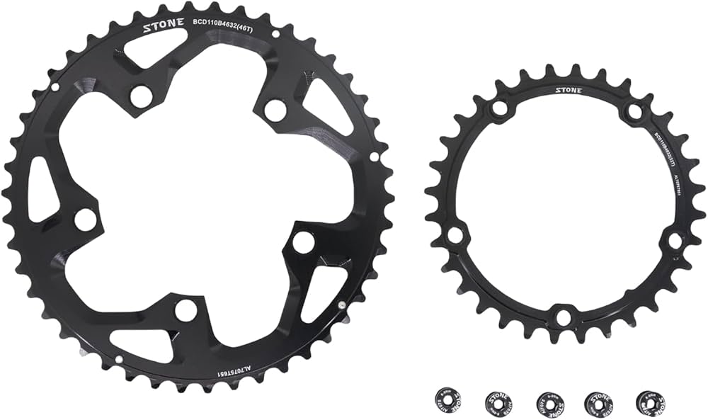 Amazon | STONE バイクラウンドダブルチェーンリング 110bcd 2x 52