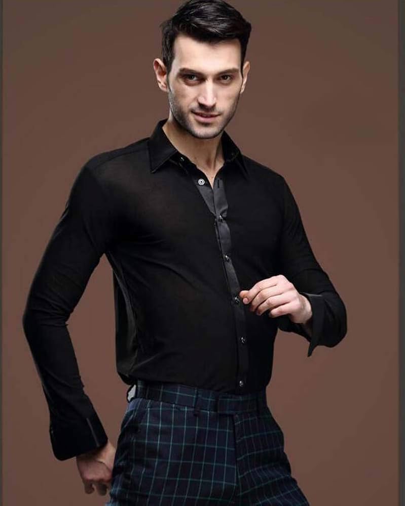 Amazon.co.jp: 男性社交ダンス衣装 メンズラテンシャツ ダンス衣装