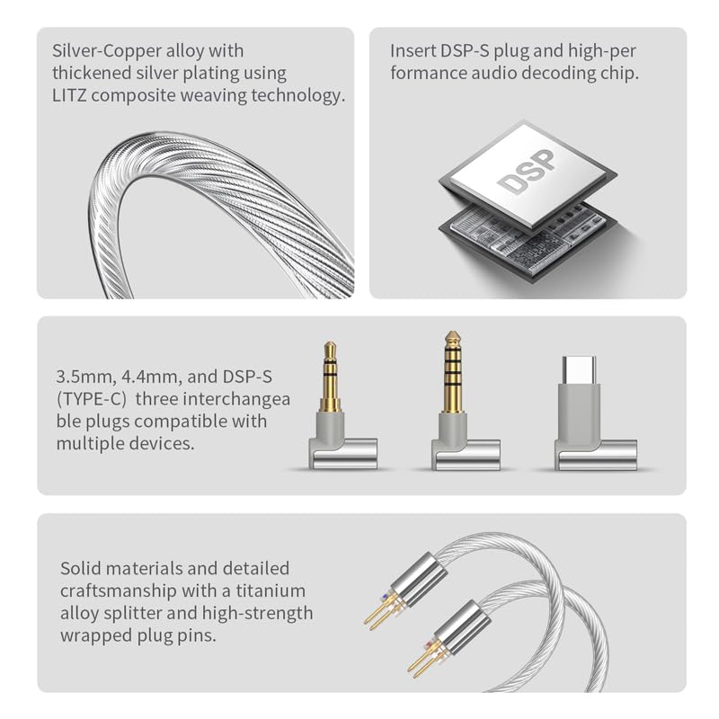 Amazon | LEAUDIO Tanchjim Cable X 銀銅合金 3つの交換可能なプラグ
