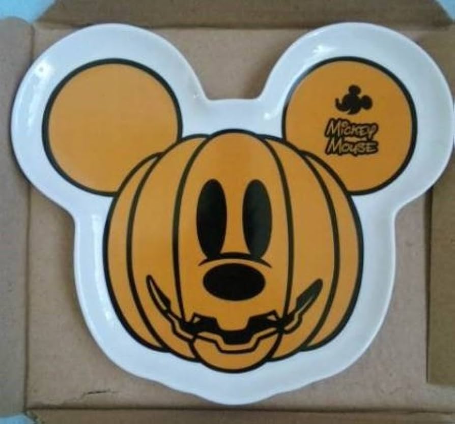 Amazon | ミッキーマウス 顔型プレートH ハロウィン オレンジ 皿