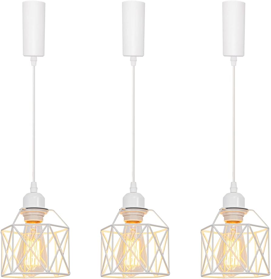 Amazon.co.jp : KIVEN 3個パック ホワイト ペンダントライト 長さ調節