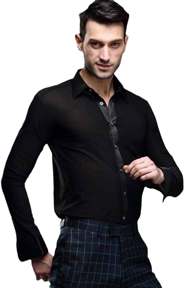 Amazon.co.jp: 男性社交ダンス衣装 メンズラテンシャツ ダンス衣装