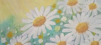 Amazon.co.jp: ? 水彩画 花 絵画 原画 希望のマーガレット : おもちゃ