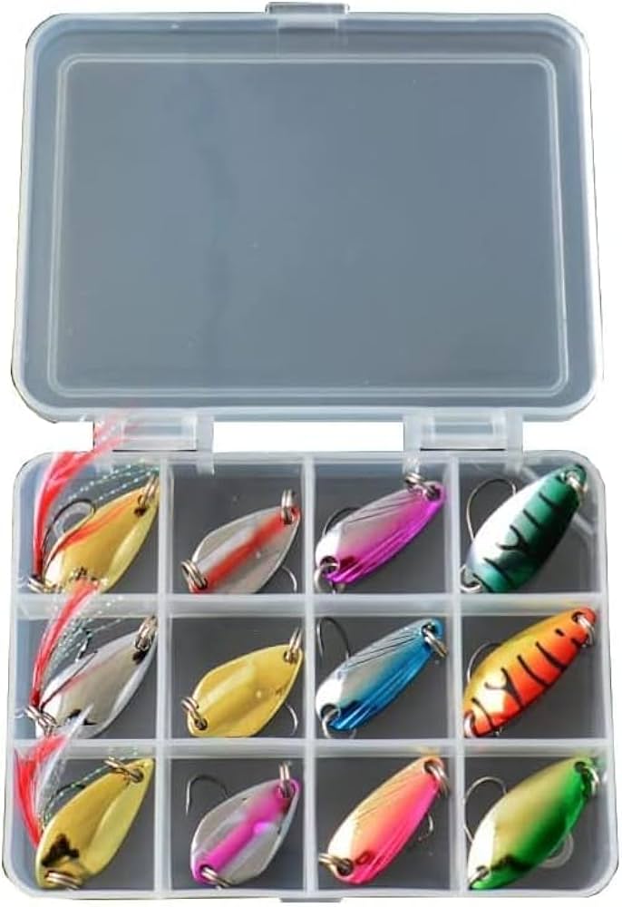 Amazon.co.jp: 管釣り 渓流 スプーン 2.5～3.5g 12個セット ケース付き