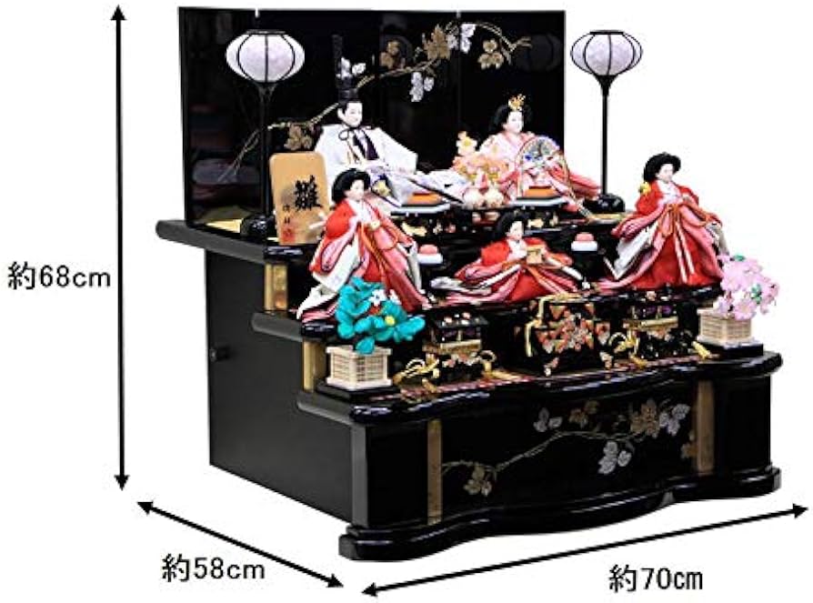 Amazon | 雛人形 コンパクト 三段飾り ひな人形 五人飾り 組立式 三段