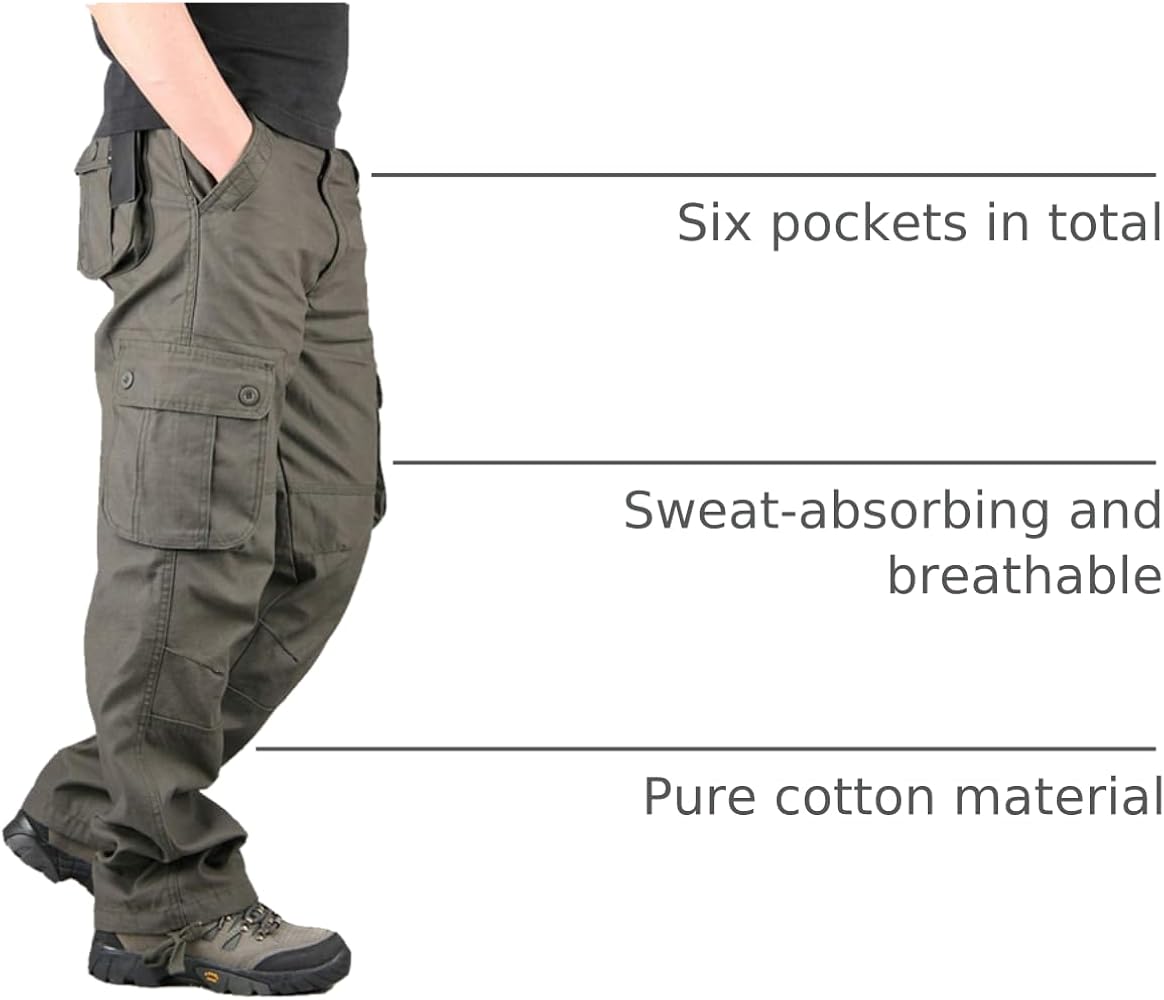 Lilychan Men's Lightweight Cargo Trouser Hiking Pants Army Combat