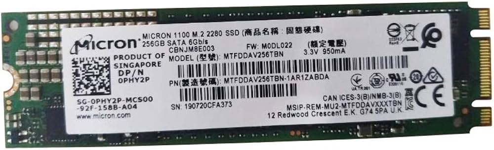 Amazon | Micron 256 GB M。2 2280 SSD (ソリッドステートドライブ) 3d