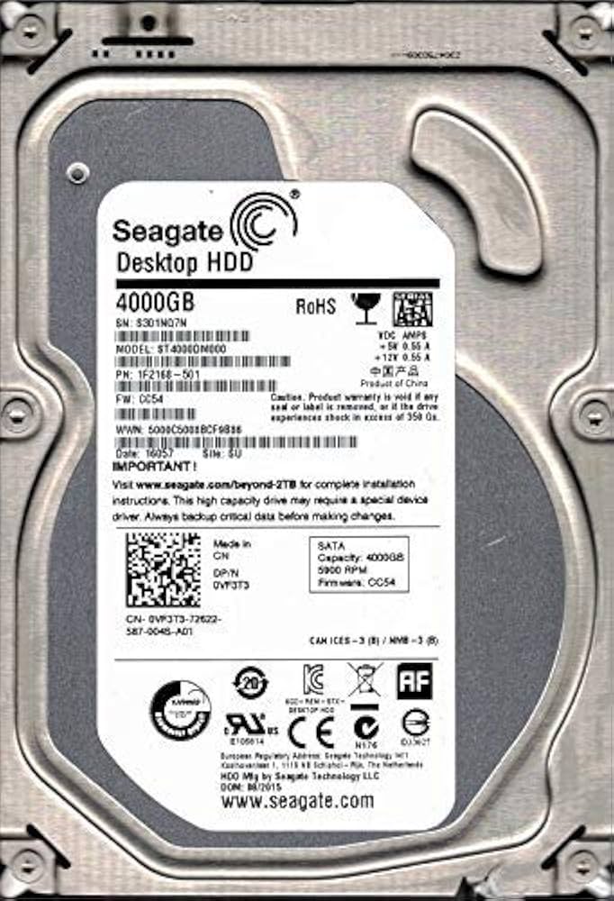 Amazon | Seagate ST4000DM000 P/N: 1F2168-501 F/W: CC54 SU S30
