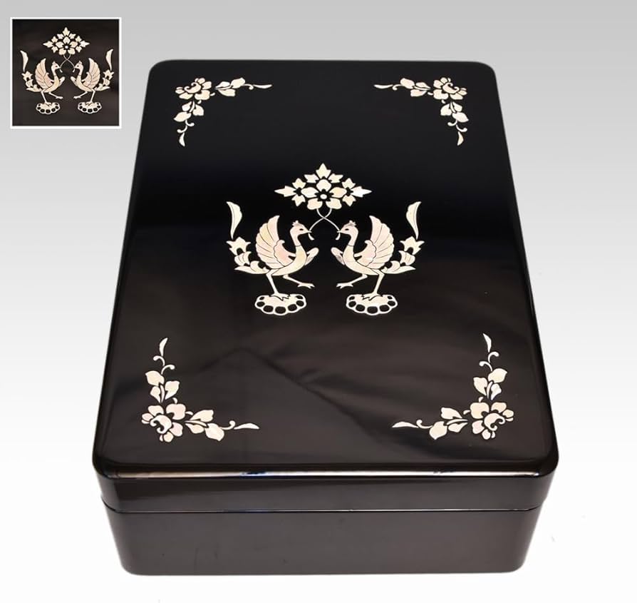 Amazon.co.jp: 螺鈿細工 文箱 鳳凰図 奈良正倉院 漆芸 漆工芸 木工芸